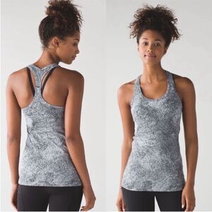 Lululemon Cool Racerback II Luon Spray Jacquard White Black